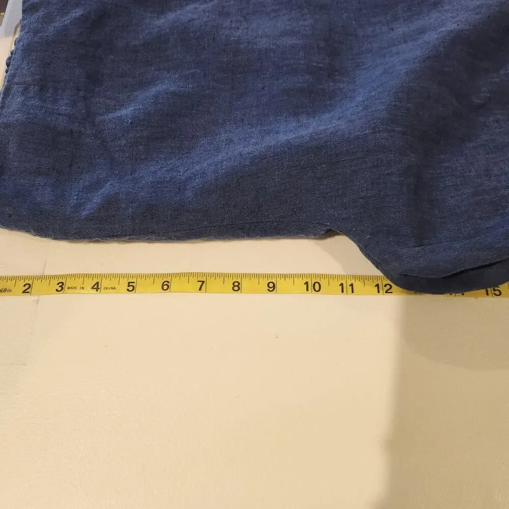 Talbots Womens Navy Blue 100% Linen Chelsea Crop Pants Size 20W Nautical Beach - Picture 10 of 13